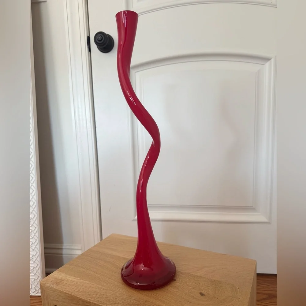 Vintage MCM Italian Murano Venini Twisted Spiral Art Glass Vase 20